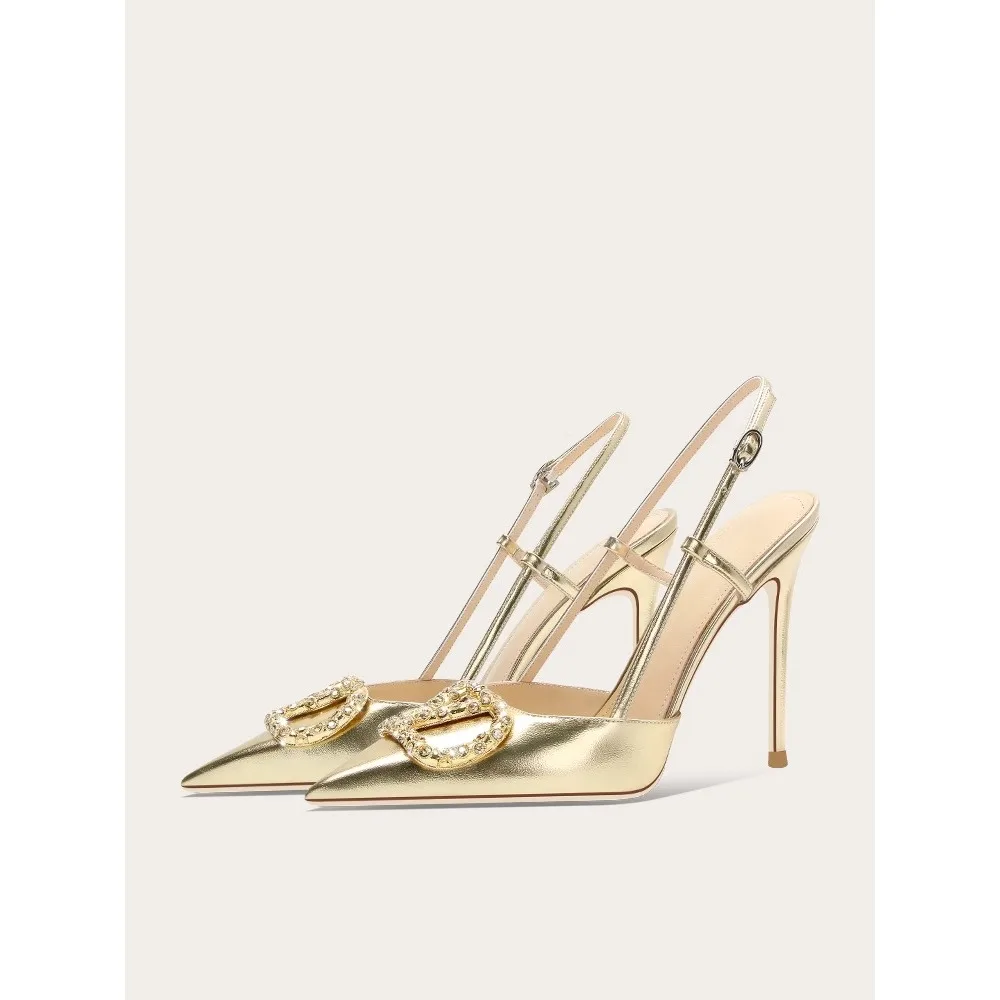 Golden Pointed Toe Sandals Women Summer French High Heels Rhinestone Buckle Strap
Golden Pointed Toe Sandals Women Summer French High Heels Rhinestone Buckle Strap