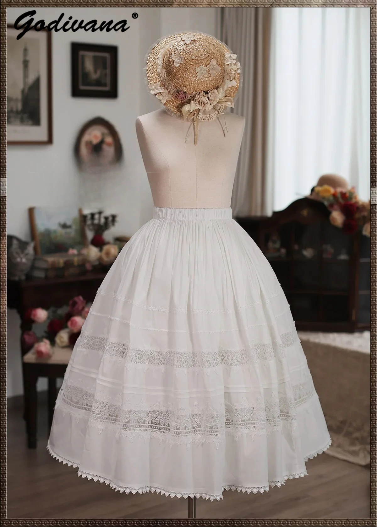 Vintage French Style Lace Tiered Midi Skirt New Spring and Summer Women's Elegant Elastic Waist Lolita SK Long Skirts
Vintage French Style Lace Tiered Midi Skirt New Spring and Summer Women's Elegant Elastic Waist Lolita SK Long Skirts