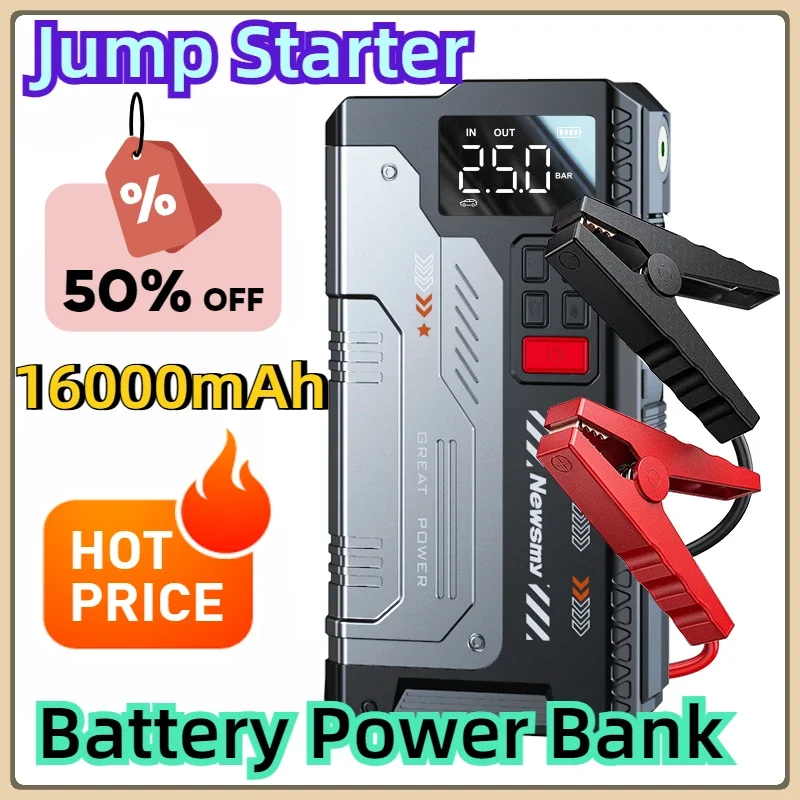 Charger 12v Air Pump 16000mAh Jump Starter With Air Compressor Booster Tyre Inflator Portable Car Battery Power Bank
Charger 12v Air Pump 16000mAh Jump Starter With Air Compressor Booster Tyre Inflator Portable Car Battery Power Bank