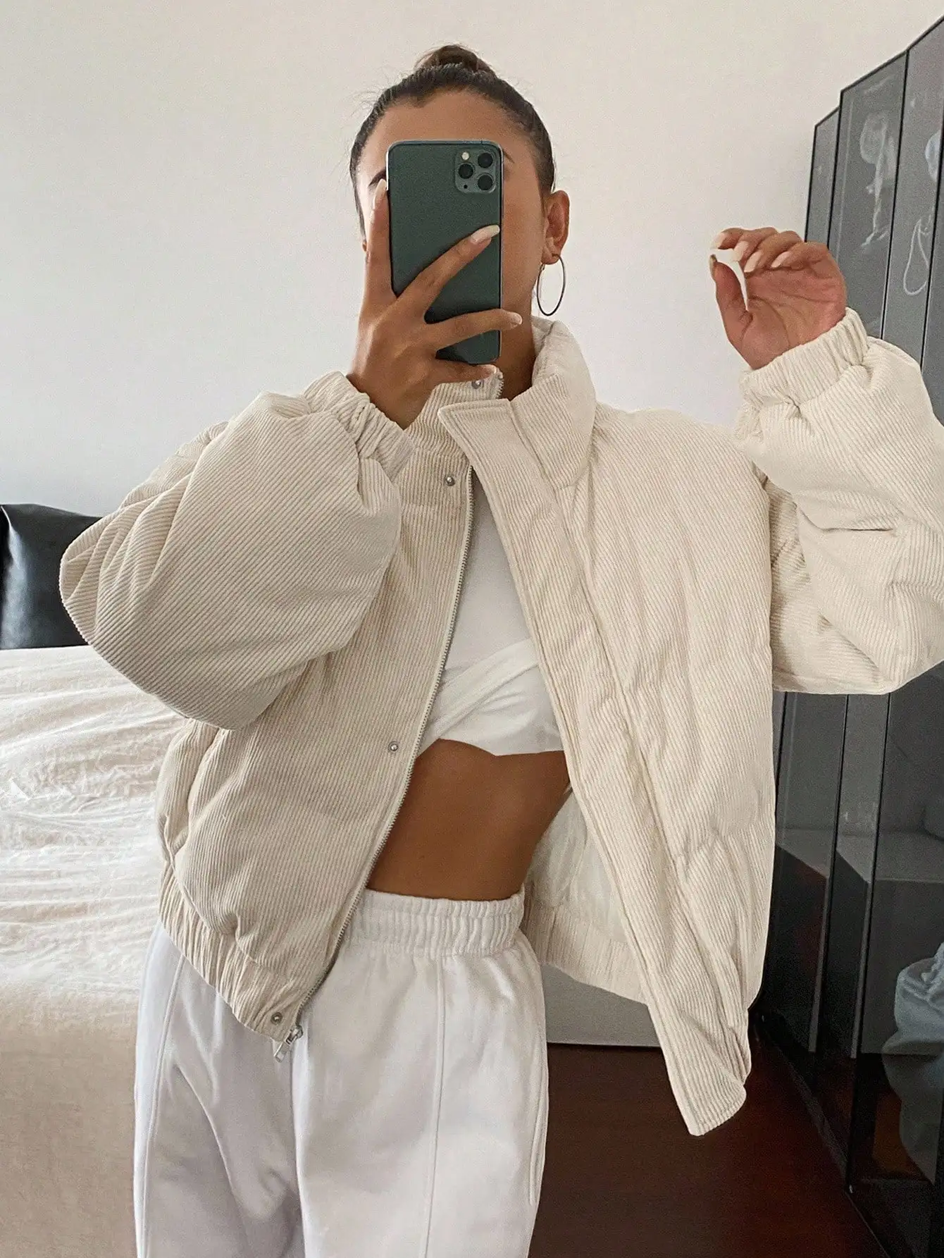 Women's Corduroy Padded Jacket with Stand Collar, Autumn Winter Casual Coat
Women's Corduroy Padded Jacket with Stand Collar, Autumn Winter Casual Coat