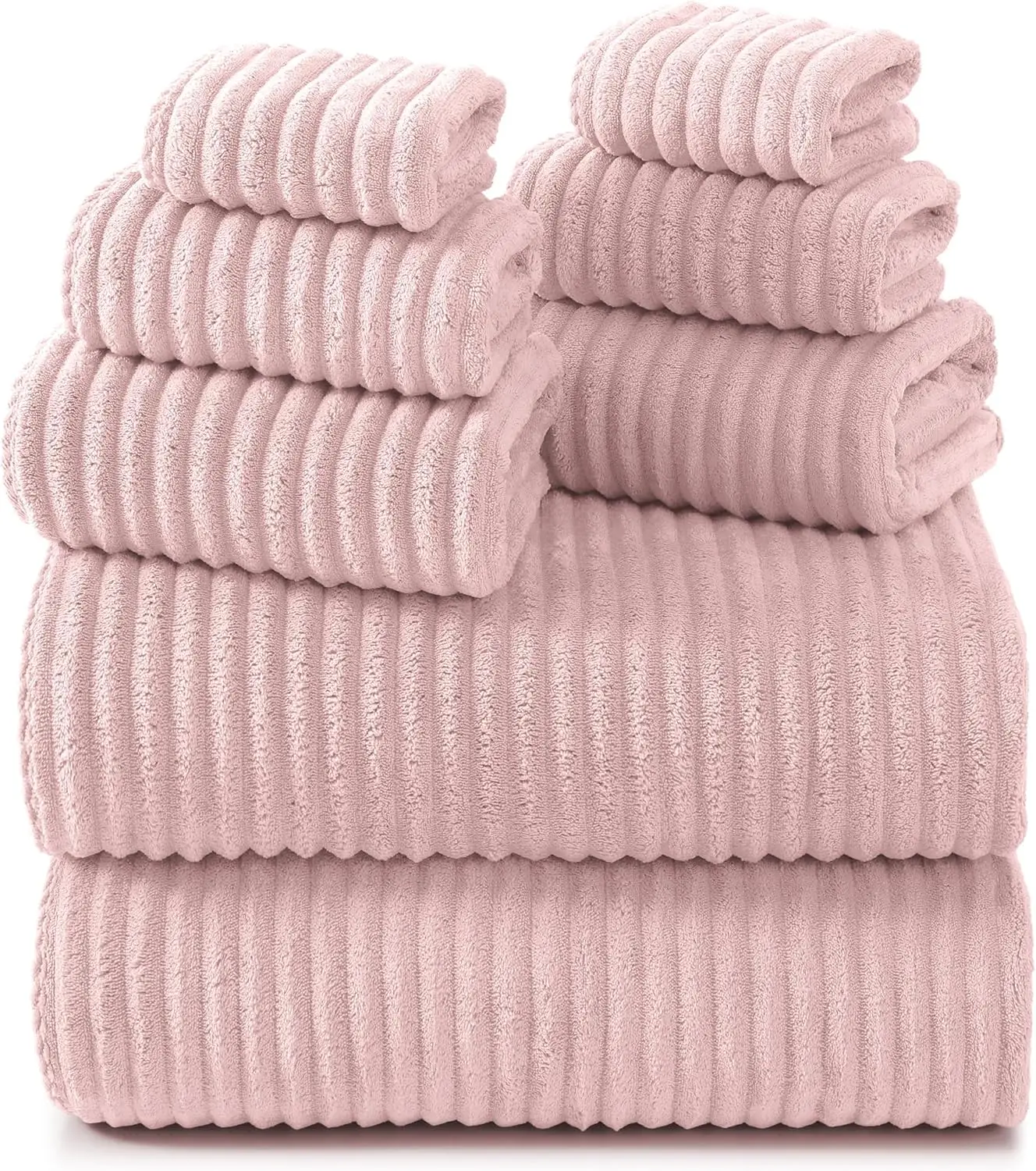 8-Piece Pink Microfiber Bath Towel Set - 70x35 Inches Large, Soft & Absorbent with 2 Hair Towel Wraps
8-Piece Pink Microfiber Bath Towel Set - 70x35 Inches Large, Soft & Absorbent with 2 Hair Towel Wraps