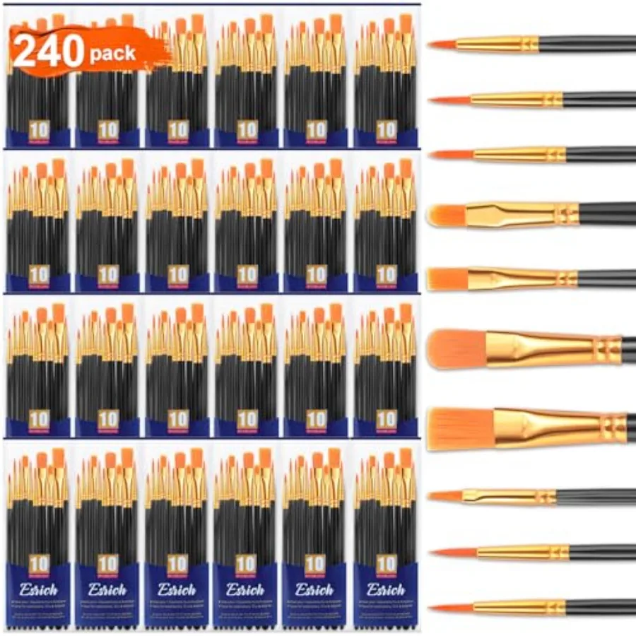 Acrylic Paint Brushes Set 24 Packs with 240 Pcs Nylon Brush Head for Oil Painting Watercolor Gouache Face Art Ceramics and Adul
Acrylic Paint Brushes Set 24 Packs with 240 Pcs Nylon Brush Head for Oil Painting Watercolor Gouache Face Art Ceramics and Adul