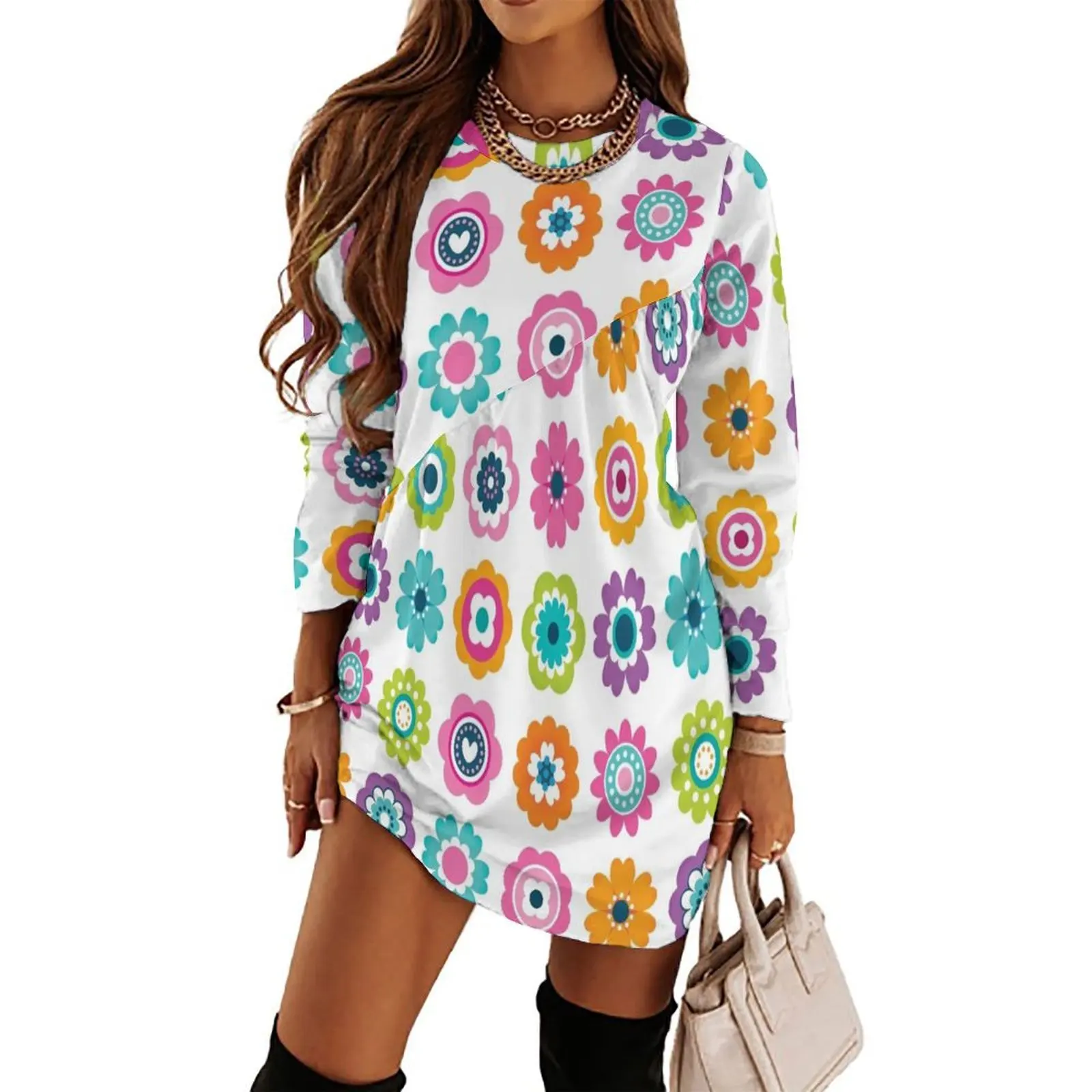 Mod Flowers in Spring Colors Long Sleeved Dress Dress woman elegant guest wedding dress
Mod Flowers in Spring Colors Long Sleeved Dress Dress woman elegant guest wedding dress