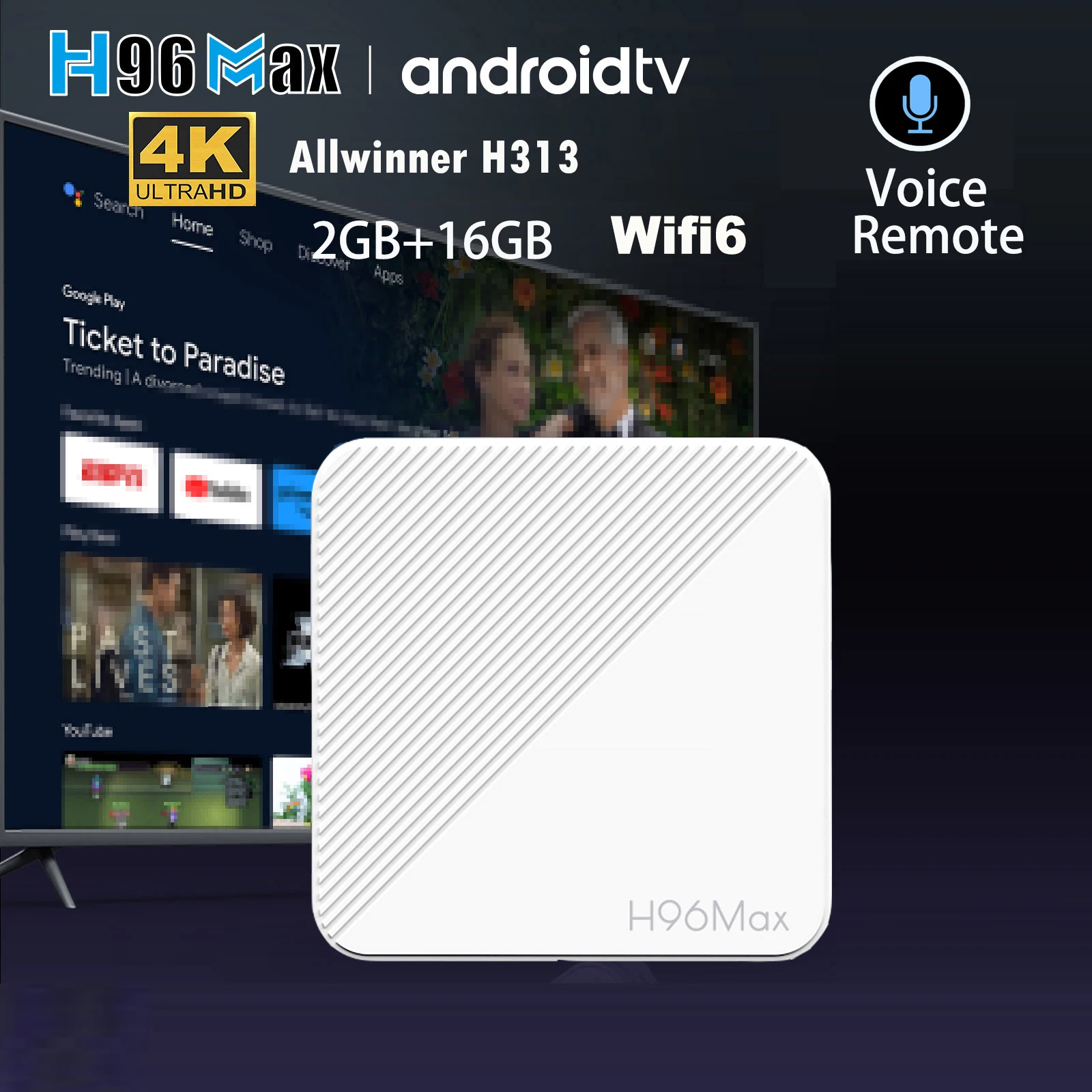 ТВ-приставка H96 Max Android на базе Allwinner H313, четырехъядерный процессор, 4K HDR, Wi-Fi 6, Bluetooth, голосовой помощник, пульт дистанционного управления, LAN 100 Мбит/с
ТВ-приставка H96 Max Android на базе Allwinner H313, четырехъядерный процессор, 4K HDR, Wi-Fi 6, Bluetooth, голосовой помощник, пульт дистанционного управления, LAN 100 Мбит/с