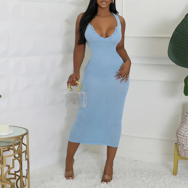 STYLISH LADY Ribbed Bodycon Dress 2025 Summer Women Sleeveless U Neck Elastic Slim Sexy Club Party Midi Vestidos De Festa
STYLISH LADY Ribbed Bodycon Dress 2025 Summer Women Sleeveless U Neck Elastic Slim Sexy Club Party Midi Vestidos De Festa