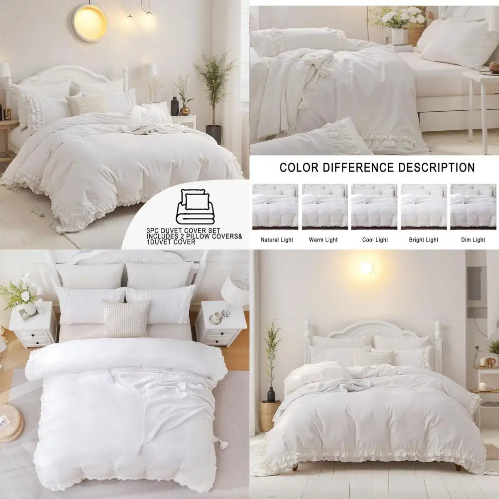 Queen Size Cotton Ruffle Duvet Cover Set - White Chic Farmhouse Style Comforter Cover
Queen Size Cotton Ruffle Duvet Cover Set - White Chic Farmhouse Style Comforter Cover