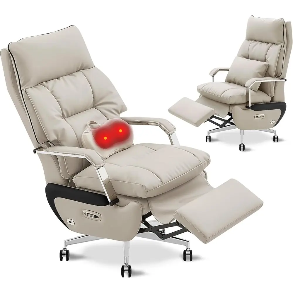 Executive Dual Motor Reclining Office Chair with Footrest, One-Touch Electric Recline, Massage, Lumbar Support, Pillow, Ergonomi
Executive Dual Motor Reclining Office Chair with Footrest, One-Touch Electric Recline, Massage, Lumbar Support, Pillow, Ergonomi