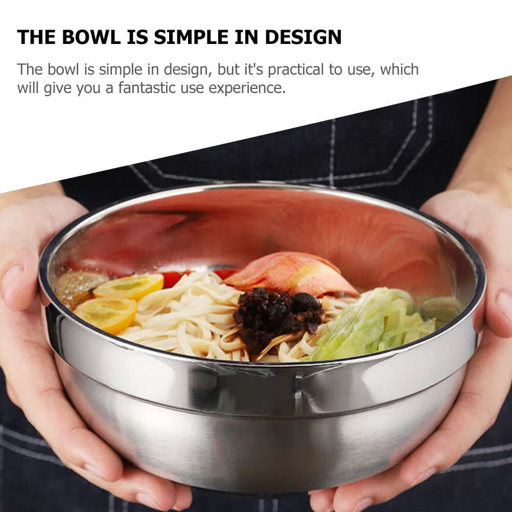 Stainless Steel Multi-Function Serving Bowl Reusable Kitchen Mixing Bowl For Salad Ramen Dessert
Stainless Steel Multi-Function Serving Bowl Reusable Kitchen Mixing Bowl For Salad Ramen Dessert