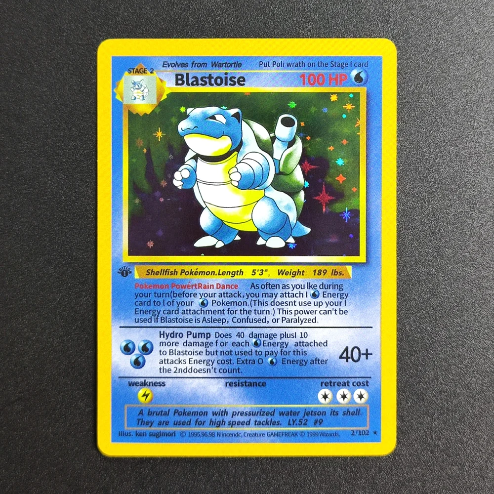 Коллекционная карта Покемон Proxy EN Base Set 1st Edition - Бластойз 2-102, супер редкая, классическая, для игры, аниме, игрушки
Коллекционная карта Покемон Proxy EN Base Set 1st Edition - Бластойз 2-102, супер редкая, классическая, для игры, аниме, игрушки