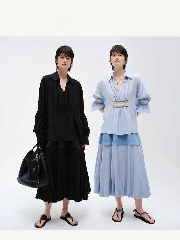 INFFTRU Asian Sle Long Sve Women's irt Loose Fit Slimming Embroidered Pleated Top French Sle Mod Silk Blend
INFFTRU Asian Sle Long Sve Women's irt Loose Fit Slimming Embroidered Pleated Top French Sle Mod Silk Blend