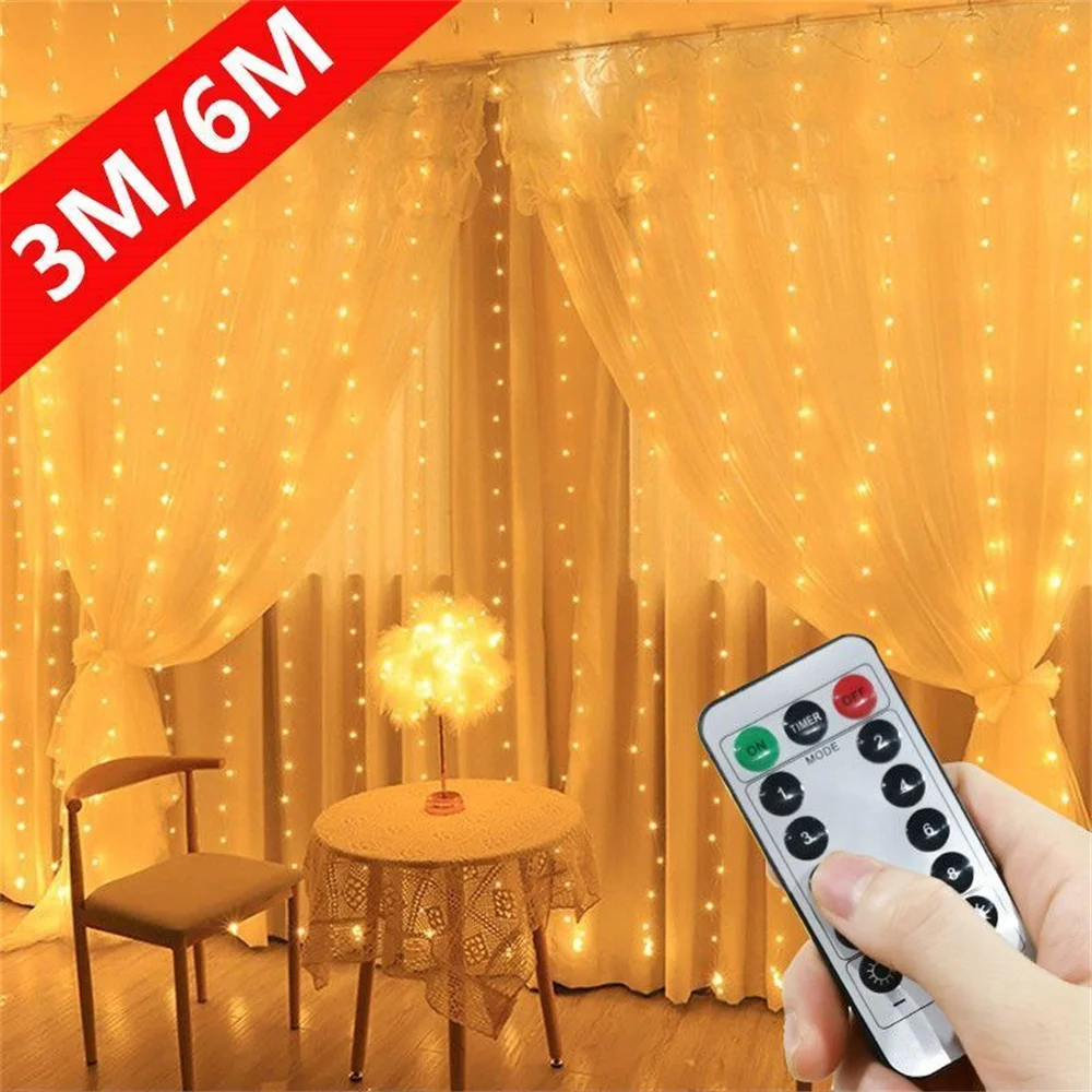 Festoon USB Plug-in Curtain LED String Lights 8 Modes Remote Lamp EID Mubarak Bedroom Wedding Ramadan Home Decoration Lighting
Festoon USB Plug-in Curtain LED String Lights 8 Modes Remote Lamp EID Mubarak Bedroom Wedding Ramadan Home Decoration Lighting