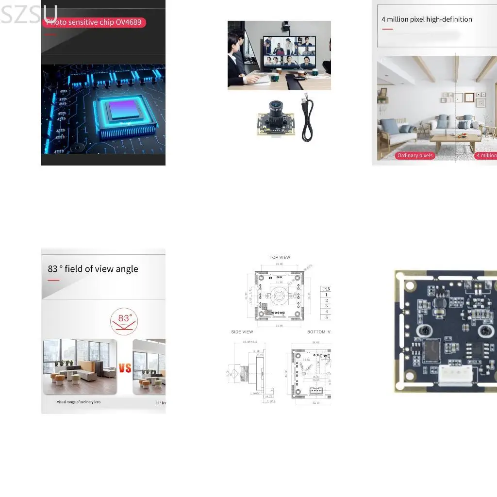 SZSU Ov4689 4MP USB Industrial Camera Module With 83/100/120° Lens Option and Double Digital Microphones for Precise Control
SZSU Ov4689 4MP USB Industrial Camera Module With 83/100/120° Lens Option and Double Digital Microphones for Precise Control