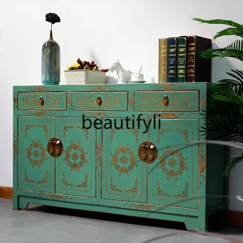 New Chinese-style painted dining side cabinet, solid wood, old pastoral style storage, foyer, entrance cabinet
New Chinese-style painted dining side cabinet, solid wood, old pastoral style storage, foyer, entrance cabinet