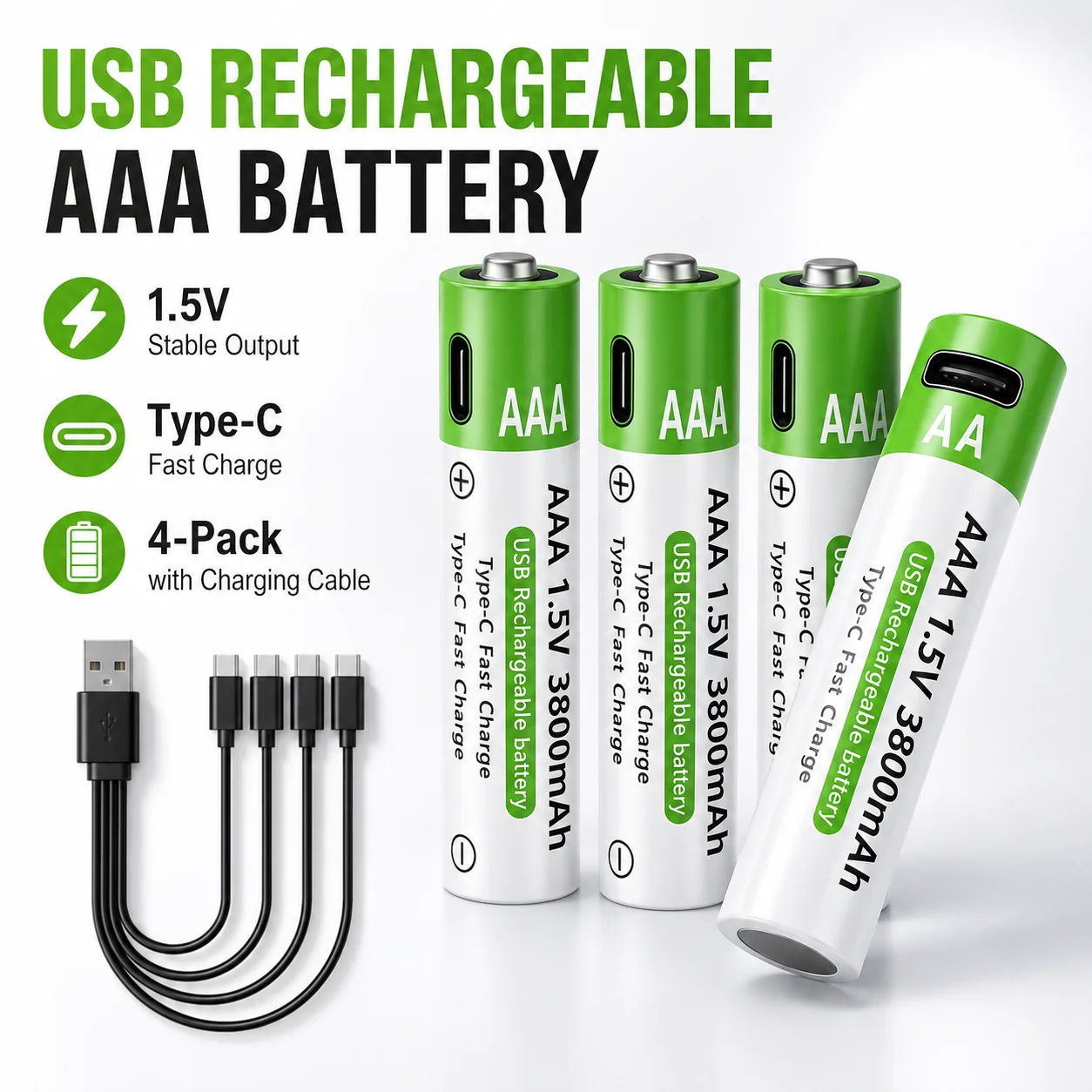 High Capacity AA AAA Lithium Battery USB Type-C Rechargeable Cell for Remote Mouse Electronic Toys
High Capacity AA AAA Lithium Battery USB Type-C Rechargeable Cell for Remote Mouse Electronic Toys