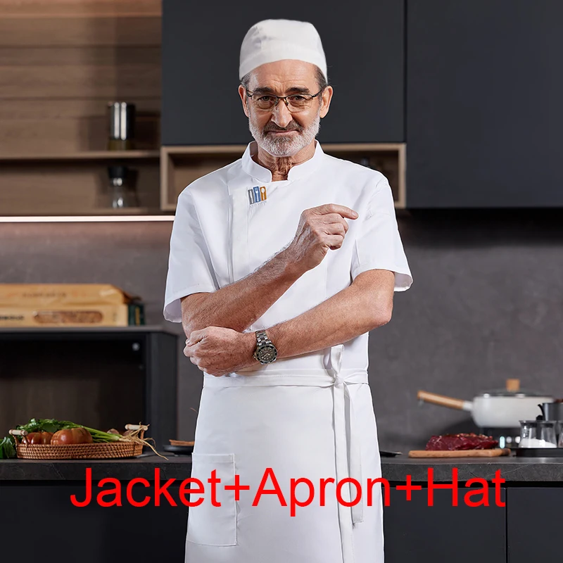 Latest Summer 3-piece Cooking Chef Costume Professional Uniform Hotel Overalls Catering Kitchen Clothes Cook Jacket&Cap Apron
Latest Summer 3-piece Cooking Chef Costume Professional Uniform Hotel Overalls Catering Kitchen Clothes Cook Jacket&Cap Apron
