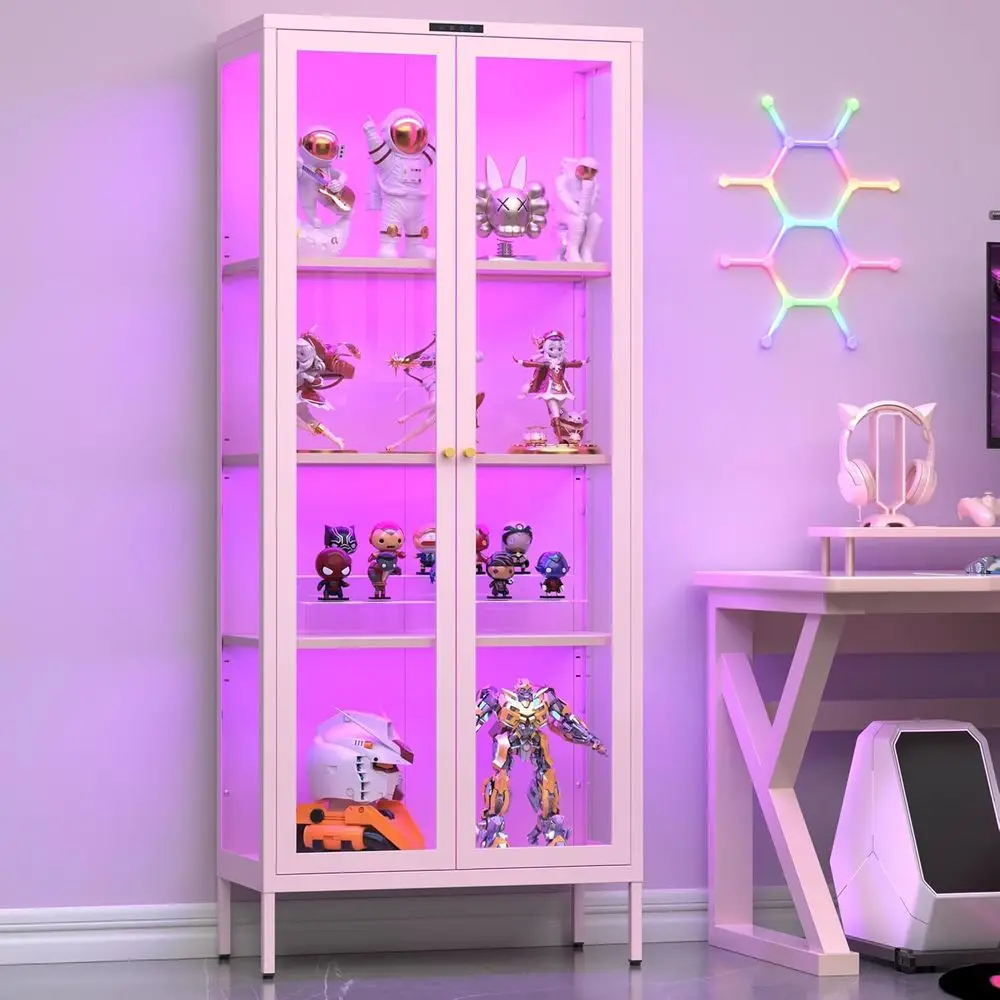 LED-Illuminated Glass Display Cabinet with 3 Shelves for Living Room Plants, Assembly Required, Pink
LED-Illuminated Glass Display Cabinet with 3 Shelves for Living Room Plants, Assembly Required, Pink