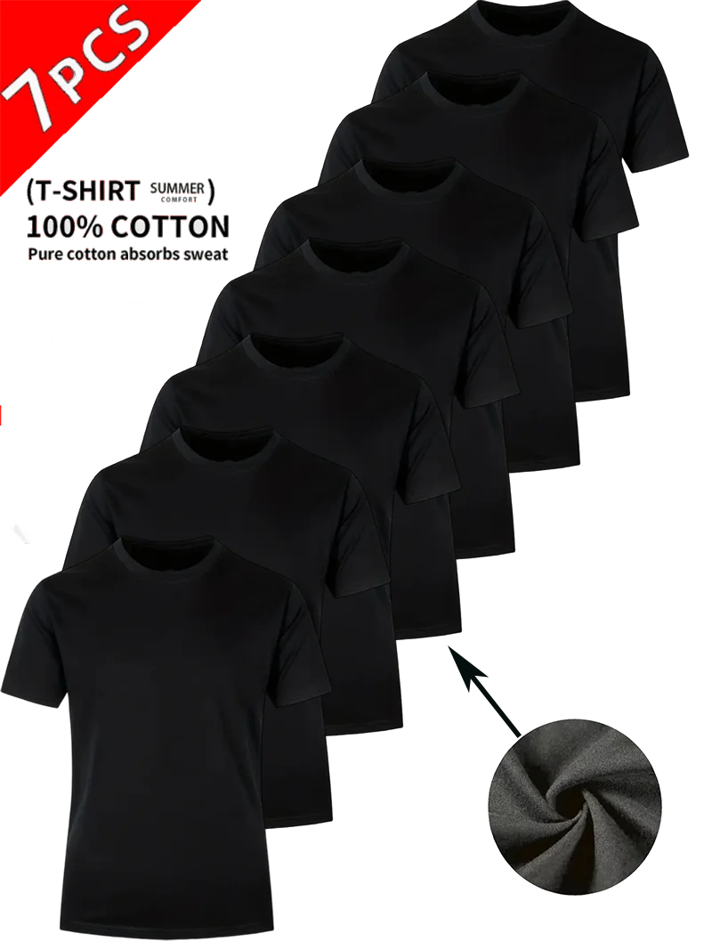 Round Neck T-Shirt 7-Piece Black Ultra-Light Men's Quick-Drying Breathable Comfortable Sport Shirt Suitable for Fitness Gym
Round Neck T-Shirt 7-Piece Black Ultra-Light Men's Quick-Drying Breathable Comfortable Sport Shirt Suitable for Fitness Gym