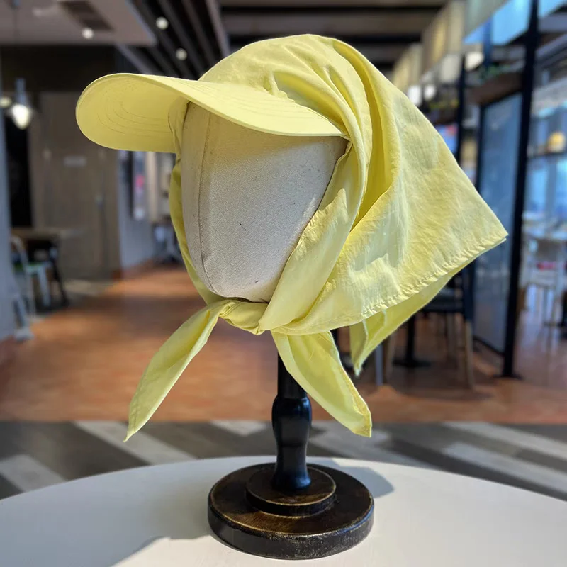 Korean Solid Color Breathable Travel Shading Strap Headscarf Hat Women Summer Thin Outdoor Neck Protection Quick-drying Sun Cap
Korean Solid Color Breathable Travel Shading Strap Headscarf Hat Women Summer Thin Outdoor Neck Protection Quick-drying Sun Cap