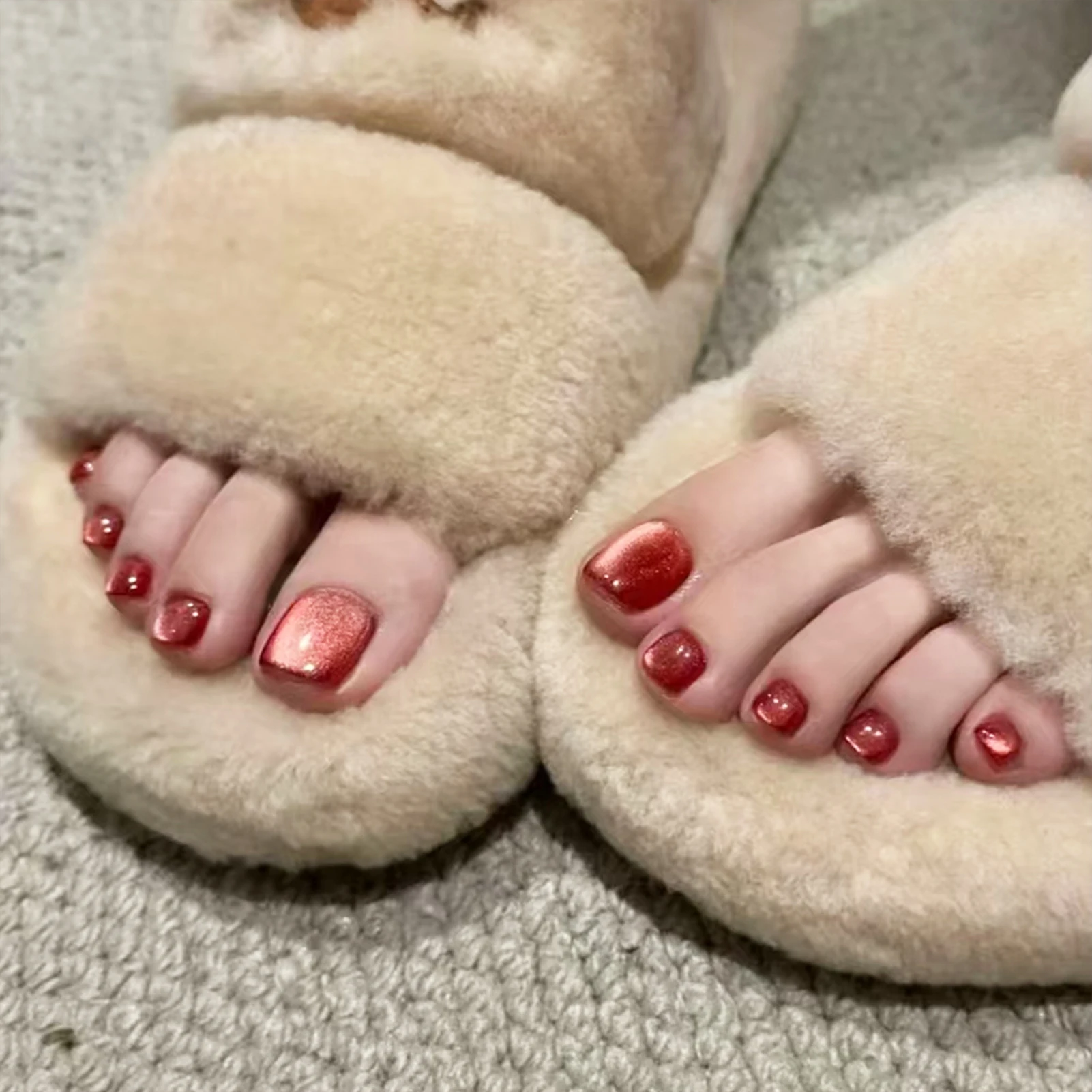 Glossy Red Cat's Eyes Fake Toenails 24Pcs Simple Charm Press On Toe Nails Women Girls Summer Barefoot Decor Stick-on False Nails
Glossy Red Cat's Eyes Fake Toenails 24Pcs Simple Charm Press On Toe Nails Women Girls Summer Barefoot Decor Stick-on False Nails