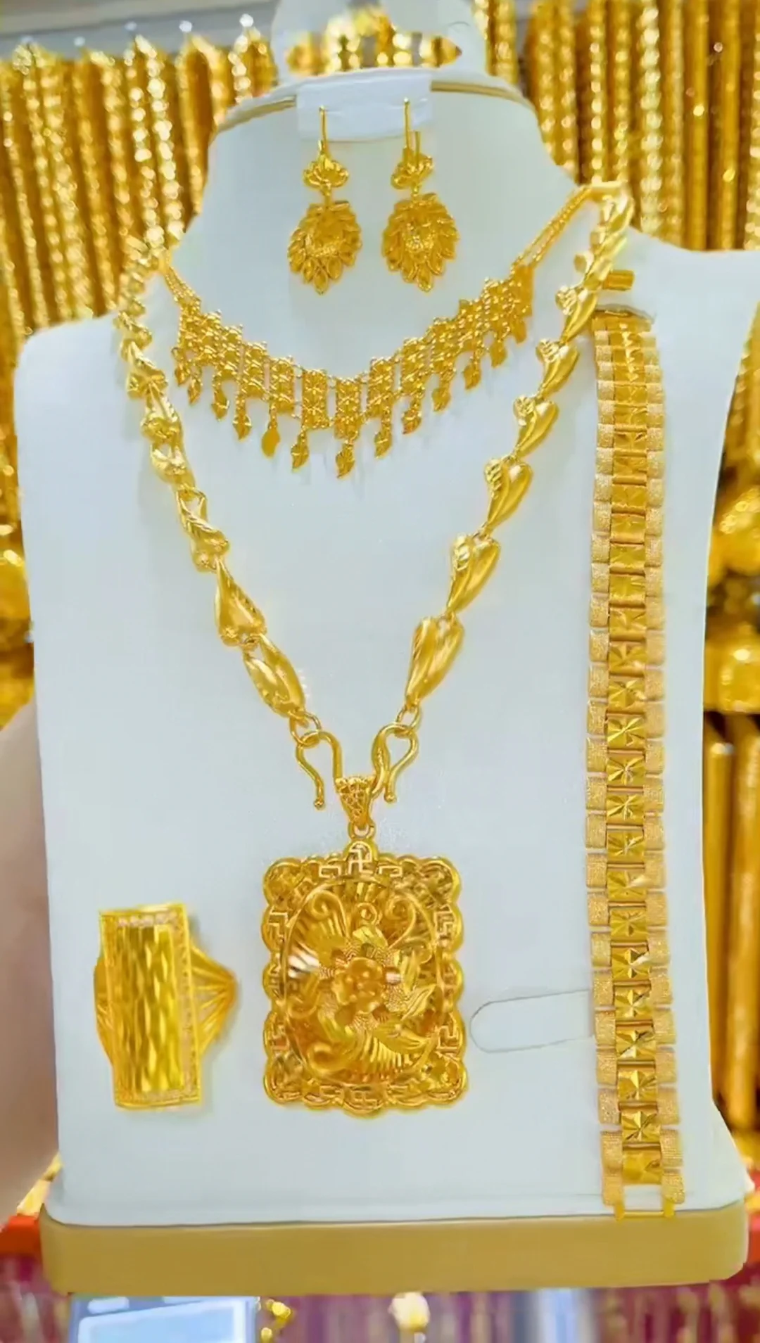 Jewelry Set New Dubai Bridal Wedding Double Layer Necklace Ring Earrings Bracelet Women's Party Gift YY10087
Jewelry Set New Dubai Bridal Wedding Double Layer Necklace Ring Earrings Bracelet Women's Party Gift YY10087