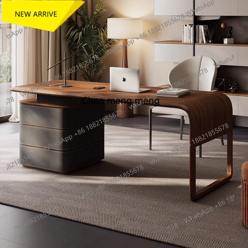 M138 Italian Style Light Luxury Designer Desk for Home Study, High-End Walnut Color Saddle Leather Office Desk
M138 Italian Style Light Luxury Designer Desk for Home Study, High-End Walnut Color Saddle Leather Office Desk