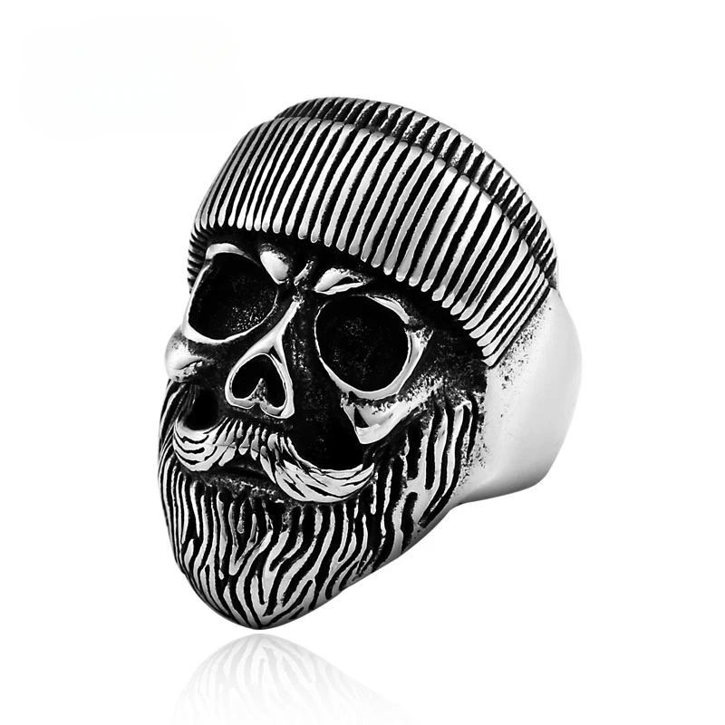 European and American Retro Creative Bearded Men's Stainless Steel Elderly Skeleton Rings Size 8-13
European and American Retro Creative Bearded Men's Stainless Steel Elderly Skeleton Rings Size 8-13