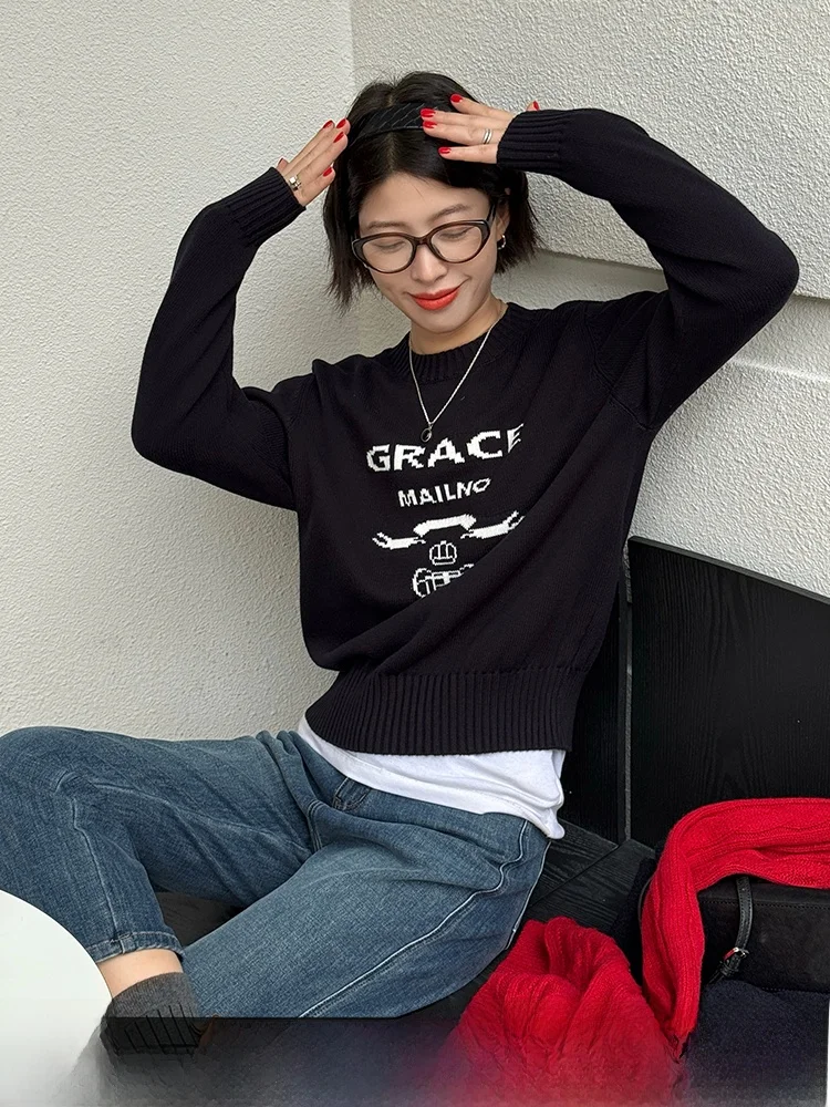 Women's Long Sleeve Knitted Cotton Sweater Pure Cotton Embroidered Loose Fit Overhead Style Casual Fashion Blue Sweater
Women's Long Sleeve Knitted Cotton Sweater Pure Cotton Embroidered Loose Fit Overhead Style Casual Fashion Blue Sweater