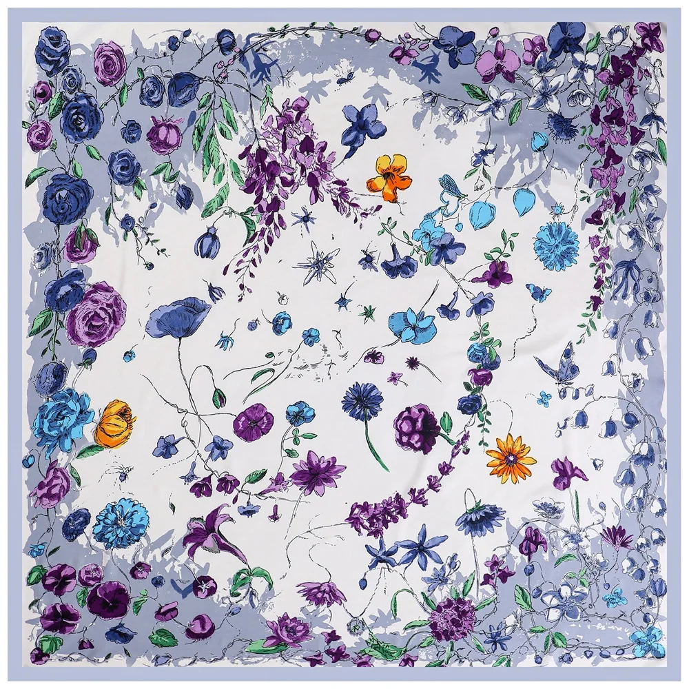 130*130cm Silk Scarf Luxury Women Large Shawls Flowers Printed Stoles Square Bandana Kerchief Hijab Scarves Female Foulards
130*130cm Silk Scarf Luxury Women Large Shawls Flowers Printed Stoles Square Bandana Kerchief Hijab Scarves Female Foulards