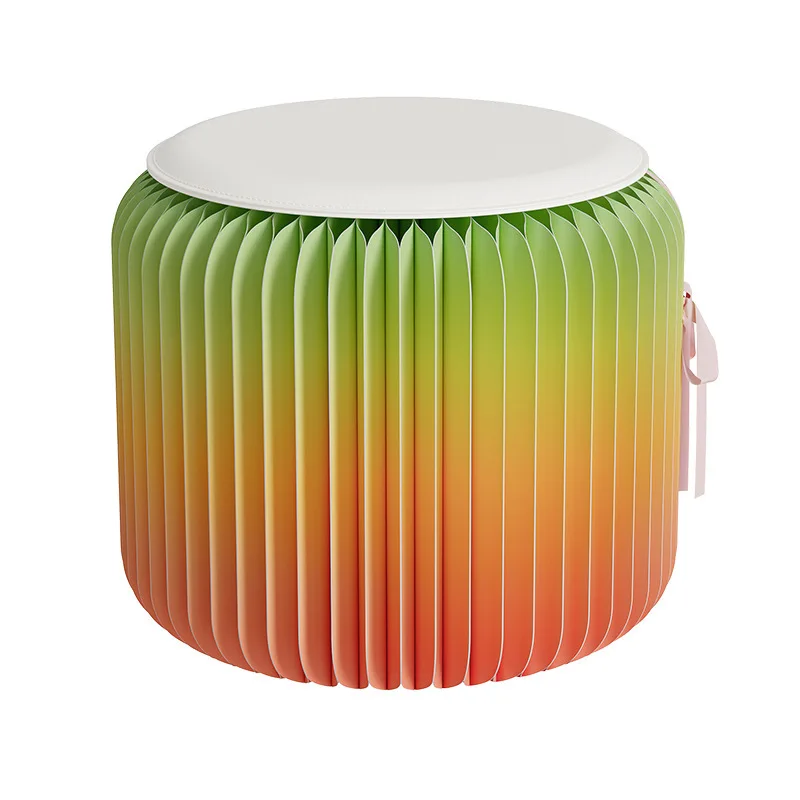 Qingmei gradual change round stool matcha rainbow natural color art decorative organ paper stool home living room stool
Qingmei gradual change round stool matcha rainbow natural color art decorative organ paper stool home living room stool