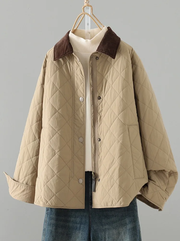 Повседневная женская зимняя легкая теплая куртка из хлопка с цветными вставками, воротником и ромбовидным узором, утепленная хлопковая подкладкой, короткая верхняя одежда
Повседневная женская зимняя легкая теплая куртка из хлопка с цветными вставками, воротником и ромбовидным узором, утепленная хлопковая подкладкой, короткая верхняя одежда