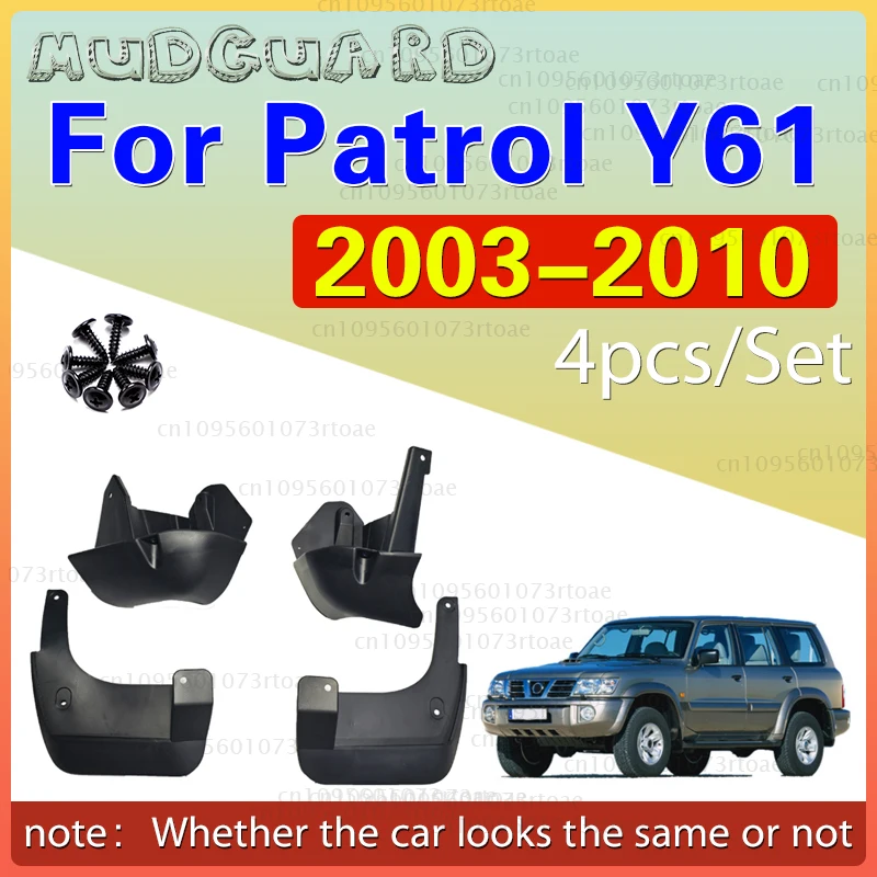 Suitable for Nissan Patrol Y61 2003 - 2010 2004 2005 4Pcs Car Front Back Mudflaps Splash Guards Mud Flap Mudguards Fender Cover 
Suitable for Nissan Patrol Y61 2003 - 2010 2004 2005 4Pcs Car Front Back Mudflaps Splash Guards Mud Flap Mudguards Fender Cover