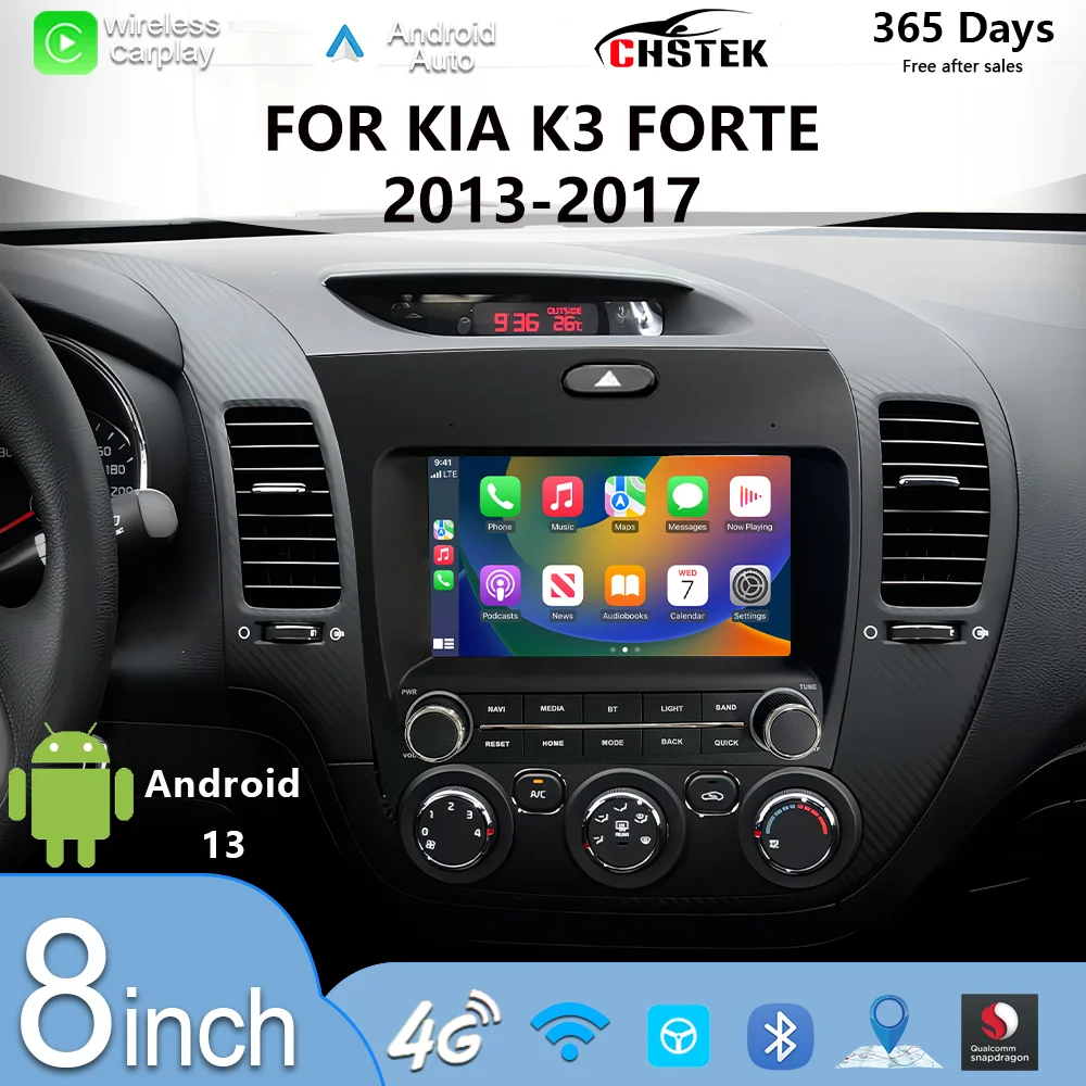 CHSTEK Touchscreen Car Multimedia Player Support Wireless CarPlay for Kia Cerato Forte 3 K3 2013 2014-2017 4G GPS WiFi BT Video
CHSTEK Touchscreen Car Multimedia Player Support Wireless CarPlay for Kia Cerato Forte 3 K3 2013 2014-2017 4G GPS WiFi BT Video