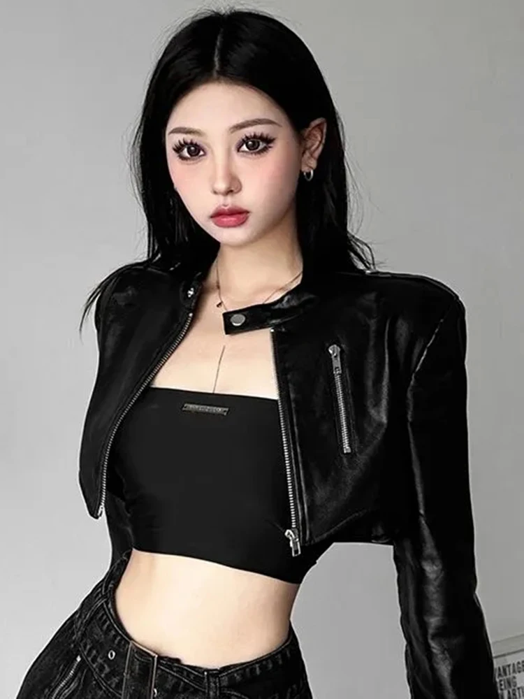 Pu Leather Vintage Jackets Outwear Women Autumn New Streetwear Casual Zipper Short Coats Goth Y2K Irregular Lady Jacket Tops
Pu Leather Vintage Jackets Outwear Women Autumn New Streetwear Casual Zipper Short Coats Goth Y2K Irregular Lady Jacket Tops