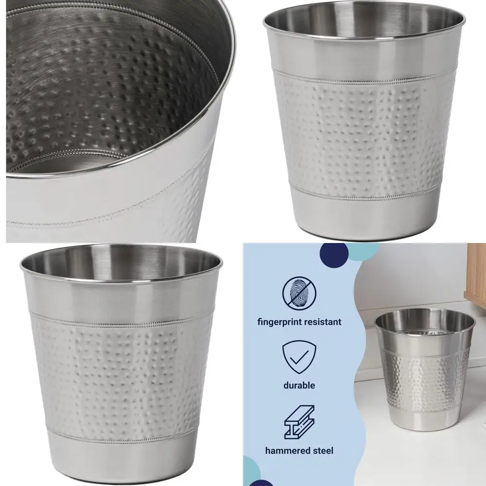 Riley Modern Hammered Steel 2-Gallon Wastebasket, Suitable for Home, Bathroom, Living Room, Office, Bedroom, Kitchen, Brushed St
Riley Modern Hammered Steel 2-Gallon Wastebasket, Suitable for Home, Bathroom, Living Room, Office, Bedroom, Kitchen, Brushed St