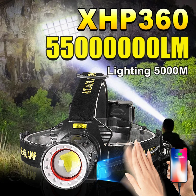 Суперяркий налобный фонарь 55000000LM, светодиодный передний фонарь, перезаряжаемая лампа с датчиком, уличный фонарь для рыбалки, сигнальный фонарь
Суперяркий налобный фонарь 55000000LM, светодиодный передний фонарь, перезаряжаемая лампа с датчиком, уличный фонарь для рыбалки, сигнальный фонарь