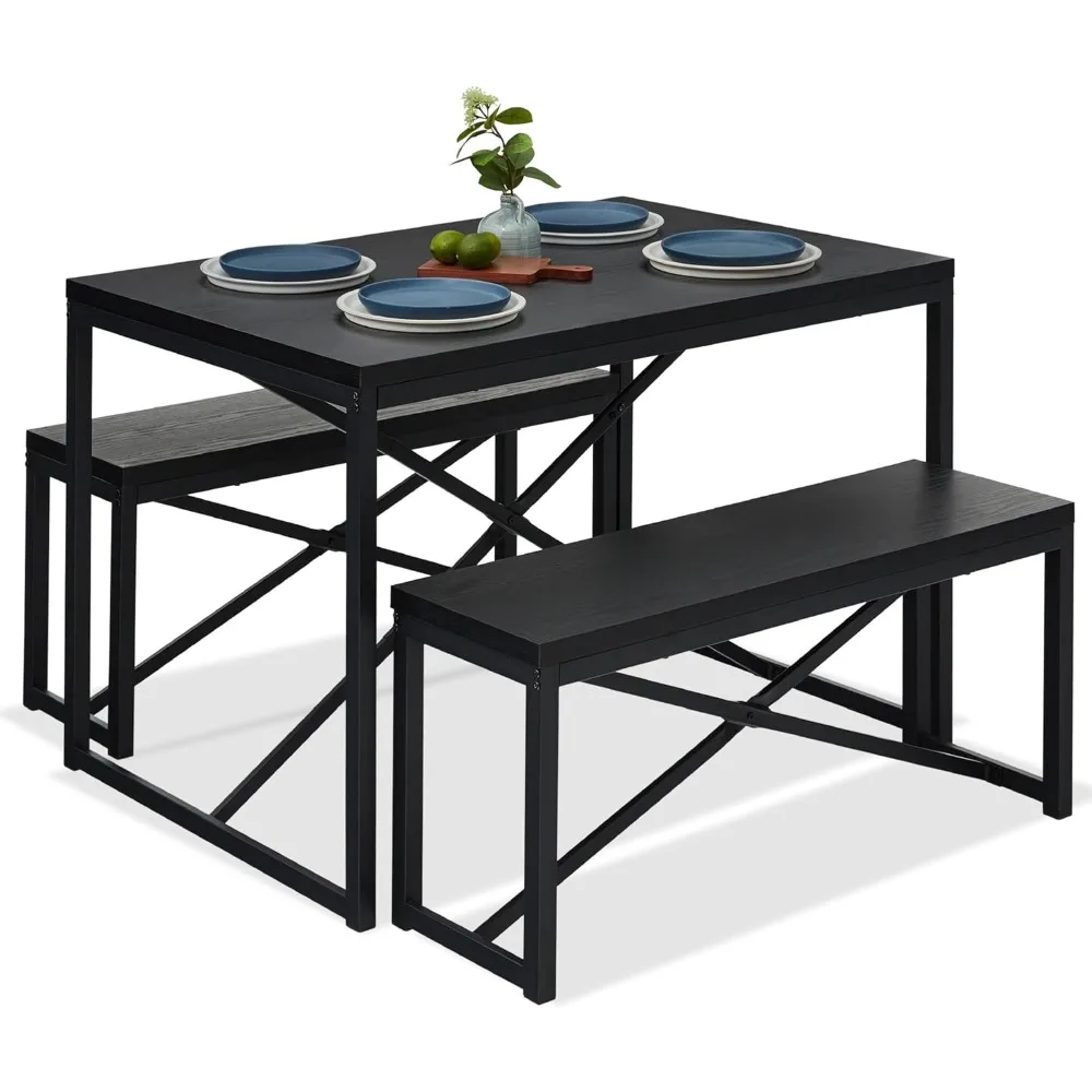 Bench Style Dining Furniture Set, 4-Person Space-Saving Dinette for Kitchen, Dining Room w/ 2 Benches
Bench Style Dining Furniture Set, 4-Person Space-Saving Dinette for Kitchen, Dining Room w/ 2 Benches
