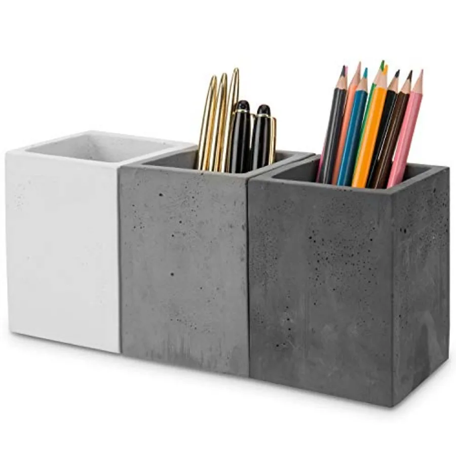 Pen Holder Pencil Holder For Desk, Pen Cup Holder For Desk, Concrete Desktop Pencil Cup, Modern Gray-Tone, Set of 3
Pen Holder Pencil Holder For Desk, Pen Cup Holder For Desk, Concrete Desktop Pencil Cup, Modern Gray-Tone, Set of 3