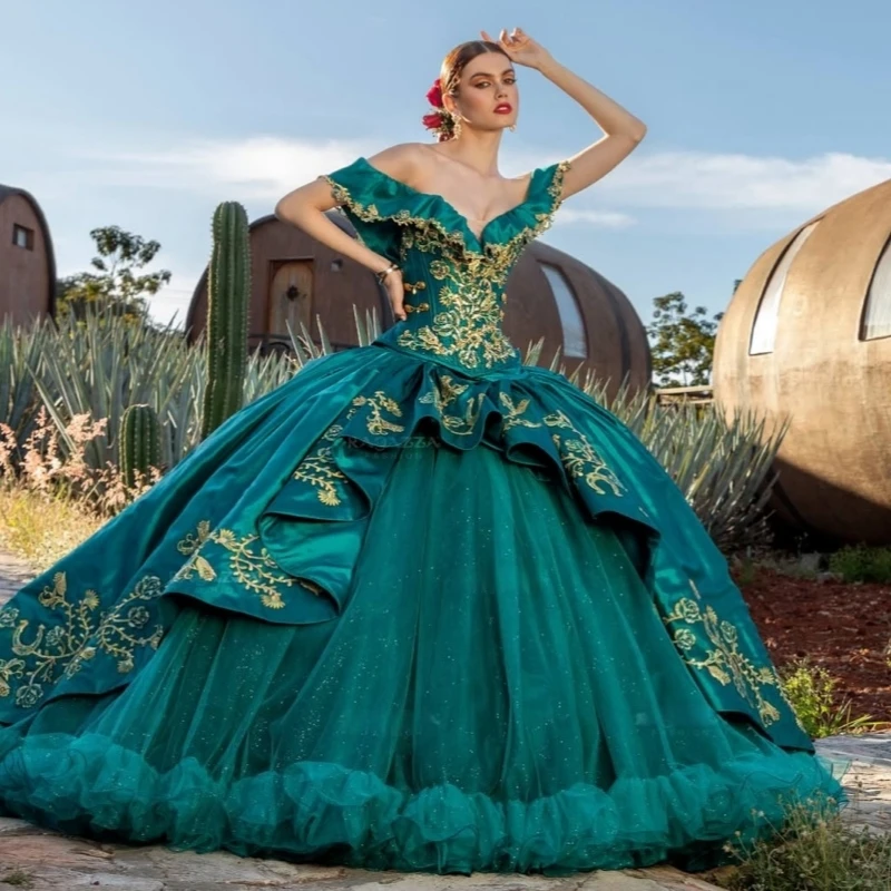 Green Quinceanera Dresses Ball Gown Off The Shoulder Applique Lace Beading Tiered Tull Sweet 16 Dress Vestidos 15 De Anos
Green Quinceanera Dresses Ball Gown Off The Shoulder Applique Lace Beading Tiered Tull Sweet 16 Dress Vestidos 15 De Anos