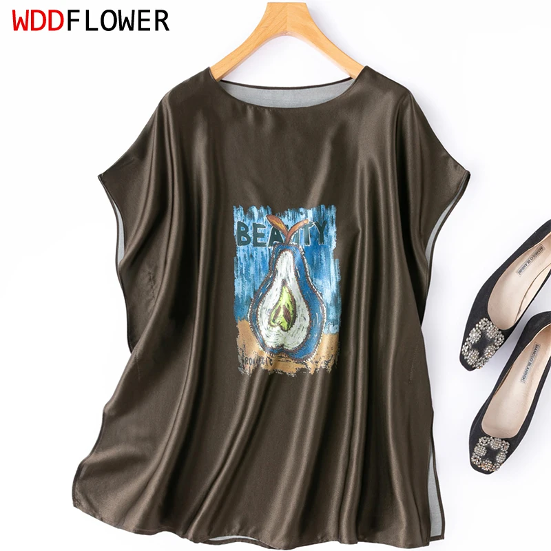 93% Mulberry Silk 7% Spandex Loose Type Brown Pear Printed Cap Sleeve Women Silk Shirt Casual Top Blouse Pullover Summer M1629
93% Mulberry Silk 7% Spandex Loose Type Brown Pear Printed Cap Sleeve Women Silk Shirt Casual Top Blouse Pullover Summer M1629