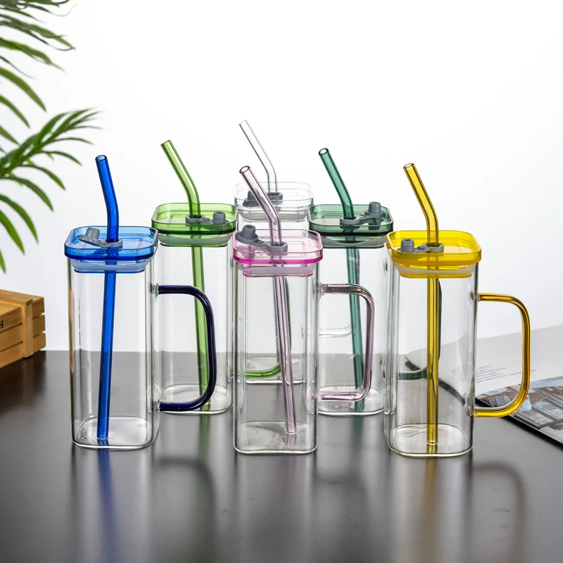 Sustainable 6-Piece Square Glass Cup With Lid And Straw Suitable For Milk Soda Tea And Iced Coffee - The Perfect Choice For Home
Sustainable 6-Piece Square Glass Cup With Lid And Straw Suitable For Milk Soda Tea And Iced Coffee - The Perfect Choice For Home