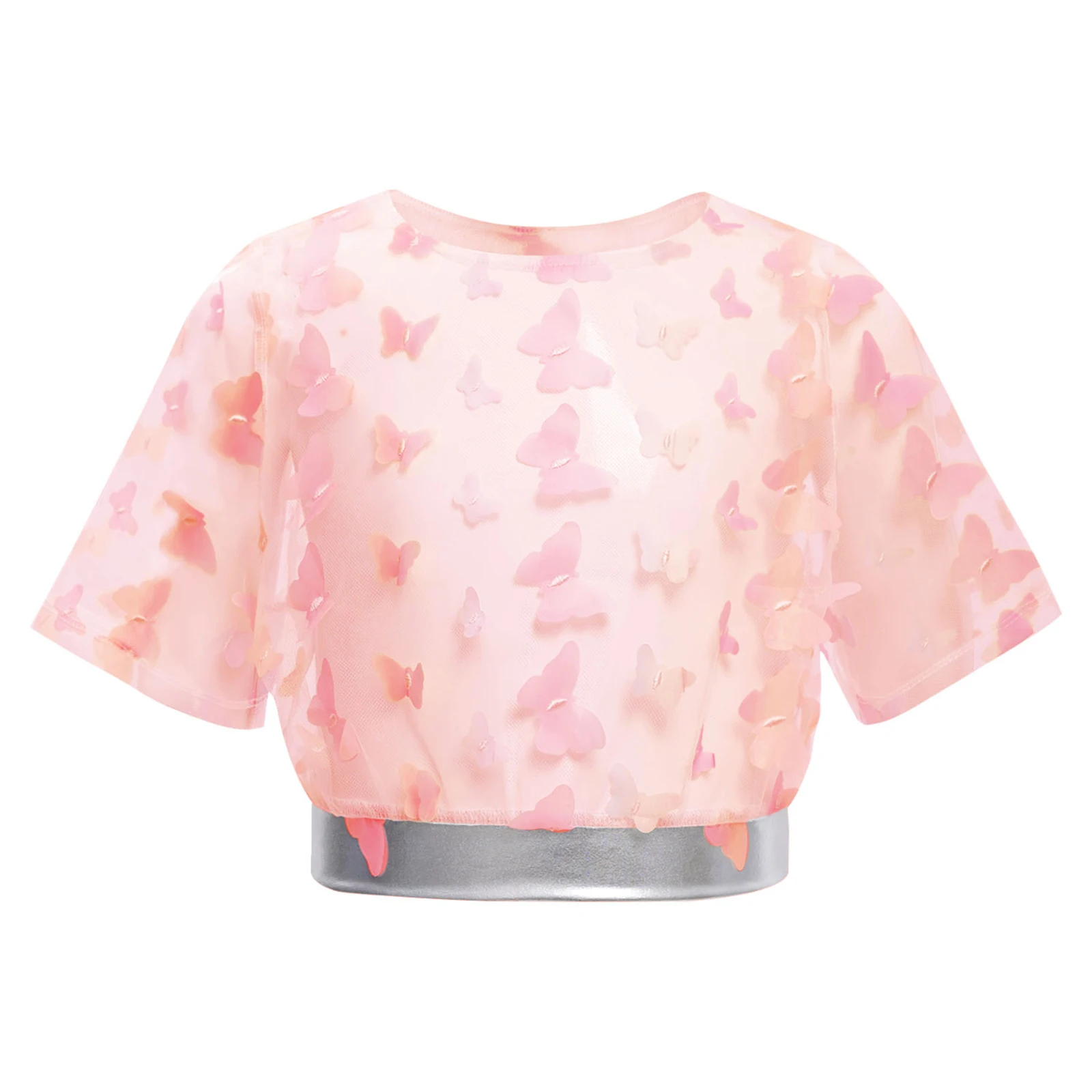 Kids Girls Crop Top Butterfly Sheer Mesh Cover-Ups Round Neck Short Sleeve Tank Top for Ballet Dance Warm Up Gymnastics Practice
Kids Girls Crop Top Butterfly Sheer Mesh Cover-Ups Round Neck Short Sleeve Tank Top for Ballet Dance Warm Up Gymnastics Practice