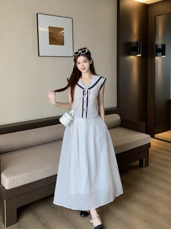 plus Size Women's College Style Shirt And Skirt Set Navy Collar High Waist Summer New Fashion Age Reduction Midi Skirt
plus Size Women's College Style Shirt And Skirt Set Navy Collar High Waist Summer New Fashion Age Reduction Midi Skirt