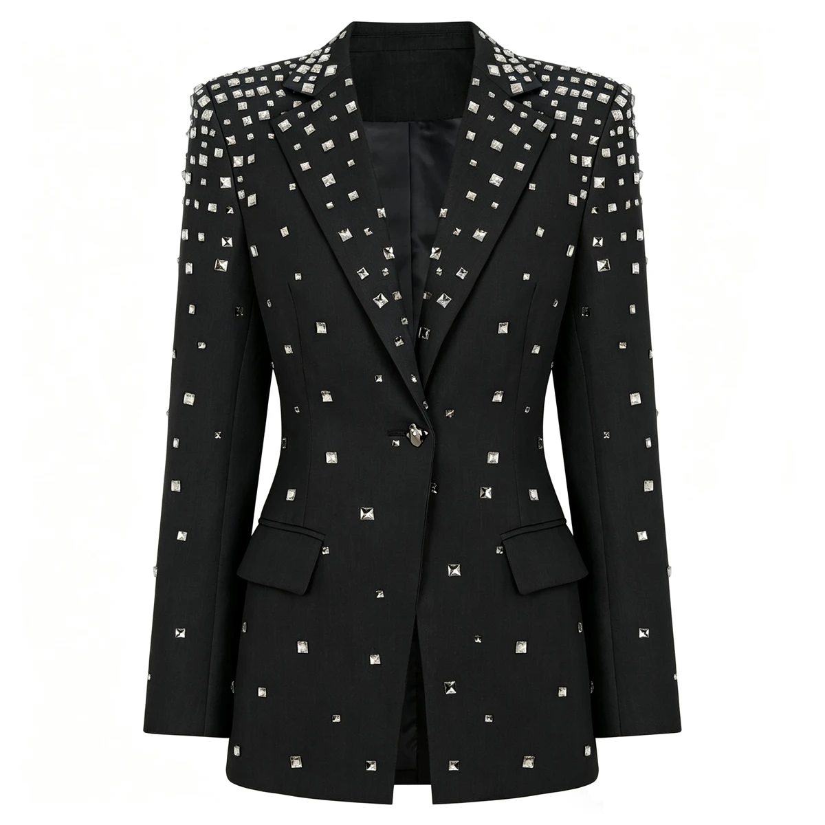 26107 Spring and Autumn Fashion New Style Heavy Industry Nail Bead Inlaid Diamond Celebrity Show Thin Women's Suit Top Coat
26107 Spring and Autumn Fashion New Style Heavy Industry Nail Bead Inlaid Diamond Celebrity Show Thin Women's Suit Top Coat