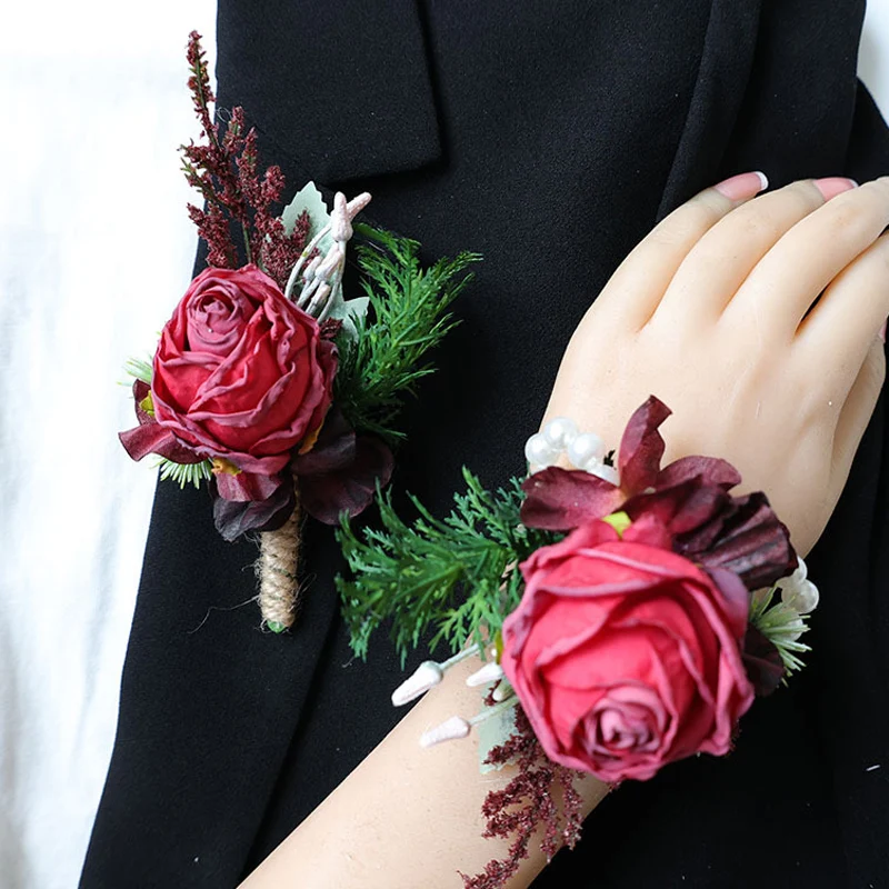 Burgundy Bohemian Rose Flower Corsage & Wristlet Set - Perfect for Brides, Groomsmen, and Wedding Decorations 25044
Burgundy Bohemian Rose Flower Corsage & Wristlet Set - Perfect for Brides, Groomsmen, and Wedding Decorations 25044