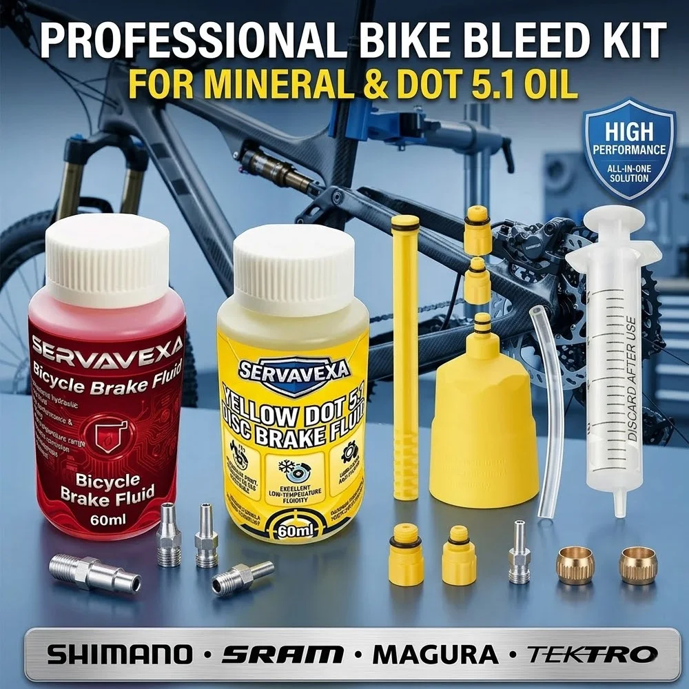 Bicycle Hydraulic Disc Brake Fluid Bleed Kit with 60ml Mineral Oil DOT 5.1 for Shimano SRAM MTB Road Bike Repair Set SERVAVEXA
Bicycle Hydraulic Disc Brake Fluid Bleed Kit with 60ml Mineral Oil DOT 5.1 for Shimano SRAM MTB Road Bike Repair Set SERVAVEXA