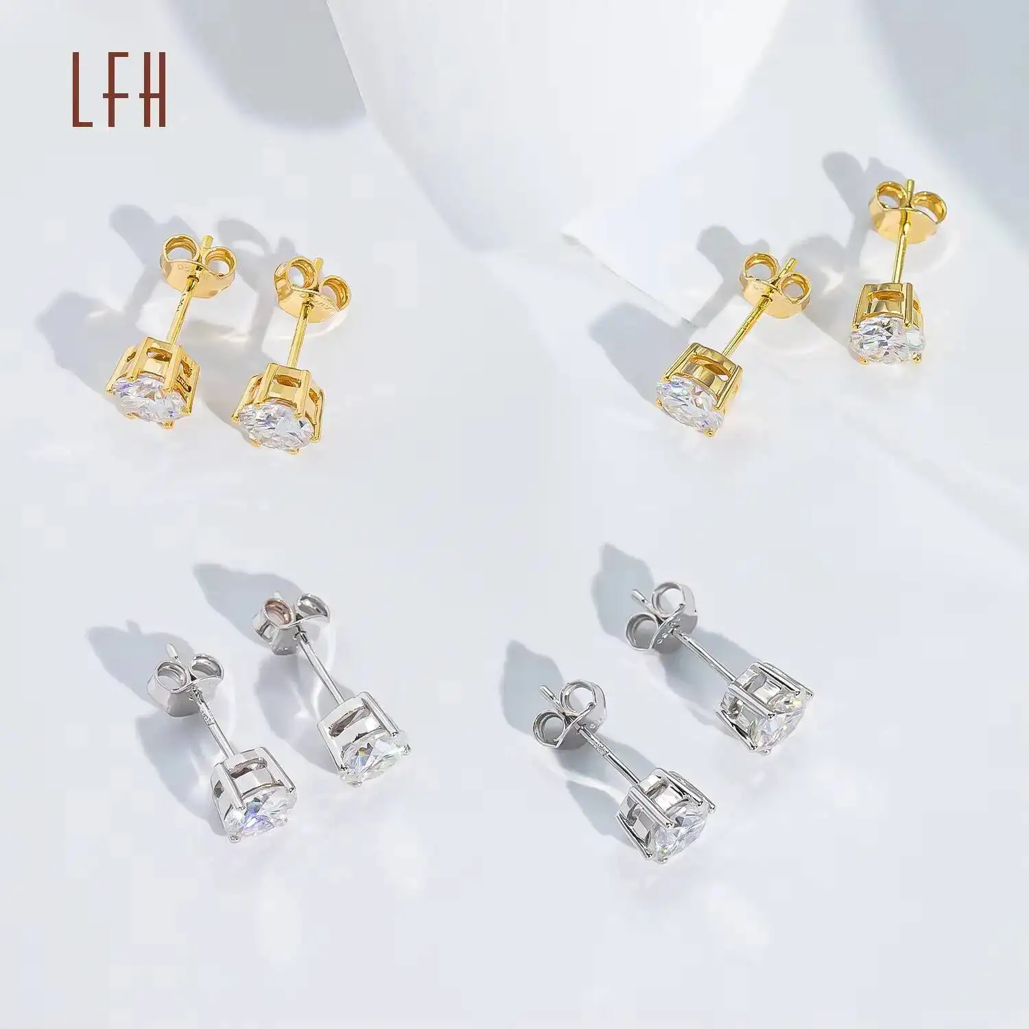 Wholesale Classic Design 18K Real Gold Moissanite Customizable Stone Stud Earrings for Women Au750 Moissanite Stud Earrings
Wholesale Classic Design 18K Real Gold Moissanite Customizable Stone Stud Earrings for Women Au750 Moissanite Stud Earrings