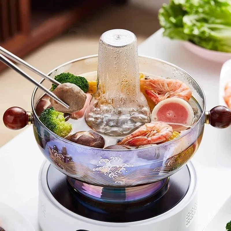 Glass hot pot thickened explosion-proof heat-resistant transparent pot family crystal glass pot camping cooking double
Glass hot pot thickened explosion-proof heat-resistant transparent pot family crystal glass pot camping cooking double