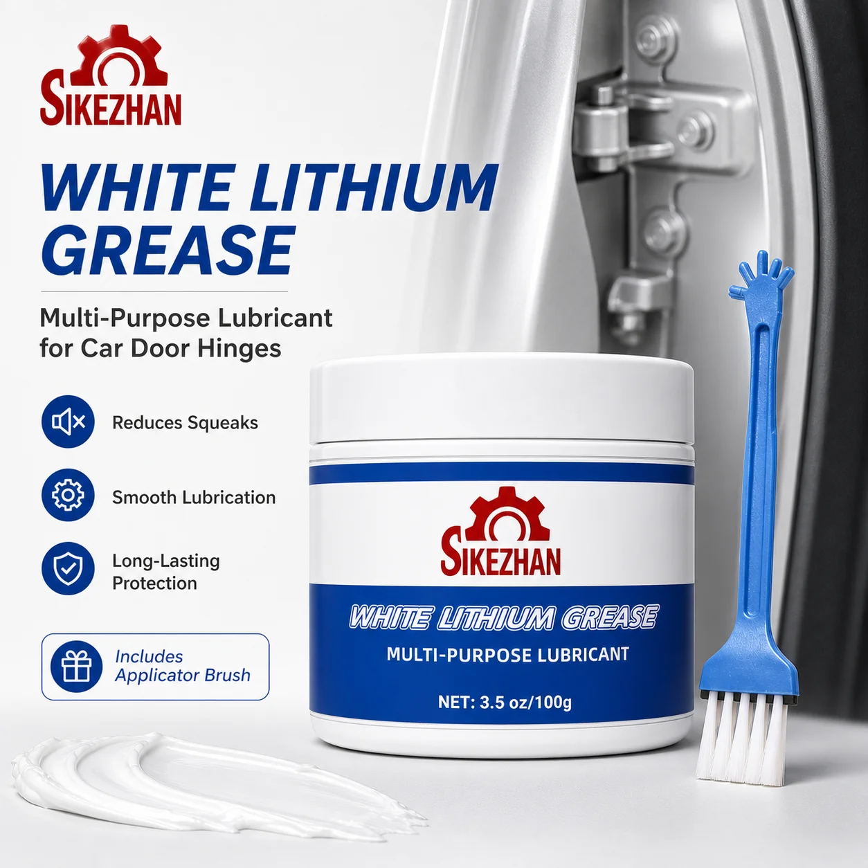 Premium White Lithium Grease With Brush Waterproof Multi-Purpose Lubricant Anti Rust Auto Marine Garage Door Hinge Metal Parts
Premium White Lithium Grease With Brush Waterproof Multi-Purpose Lubricant Anti Rust Auto Marine Garage Door Hinge Metal Parts