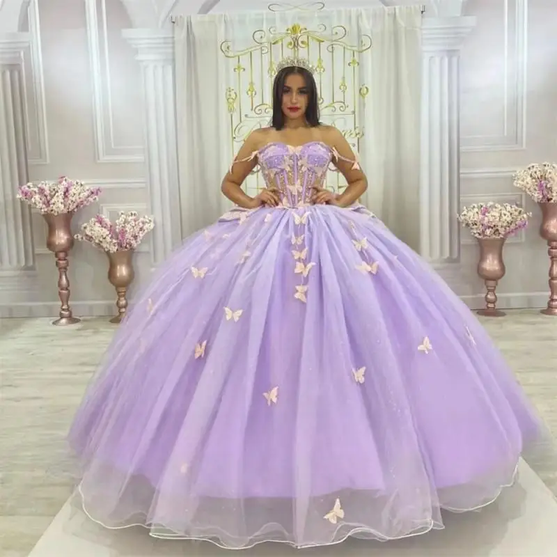 Customized Light Purple Bow Quinceanera Dresses Butterfly Ball Gown Bead 3D Flower Dress Bow Elegant Party Princess Gown
Customized Light Purple Bow Quinceanera Dresses Butterfly Ball Gown Bead 3D Flower Dress Bow Elegant Party Princess Gown