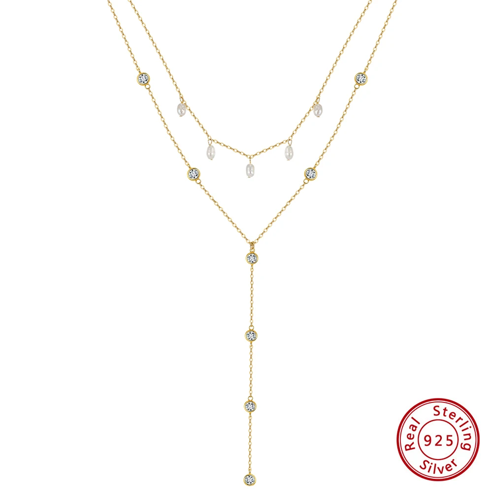 KISS MANDY 925 Sterling Silver CZ Women's Y Chain Choker Necklace Natural Pearls Layer Collarbone Chain Trendy Daily Wear BQN31
KISS MANDY 925 Sterling Silver CZ Women's Y Chain Choker Necklace Natural Pearls Layer Collarbone Chain Trendy Daily Wear BQN31